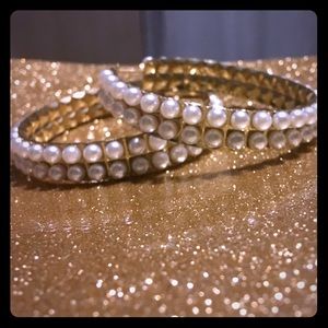 Pearl and Gold Hoop Earrings